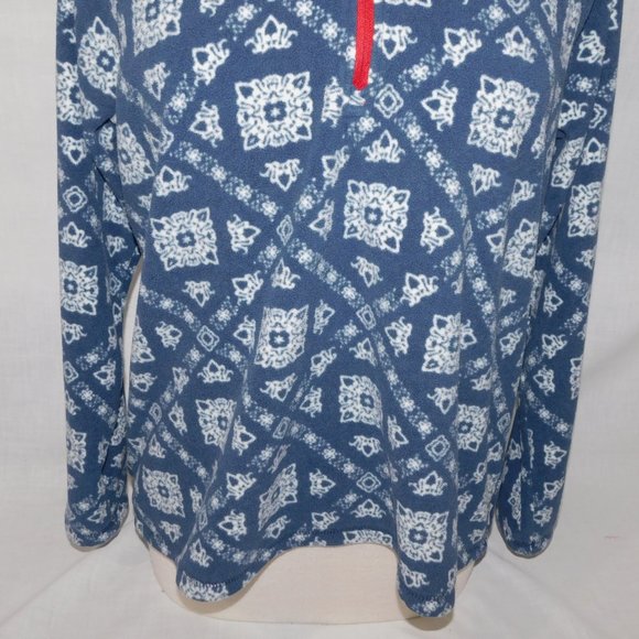 Eddie Bauer PL Petite LP Large Quest 1/4 Zip Pullover Blue White Print Fleece - Picture 5 of 7